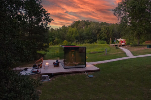 OOD Mirror house twilight at Cameron Ranch